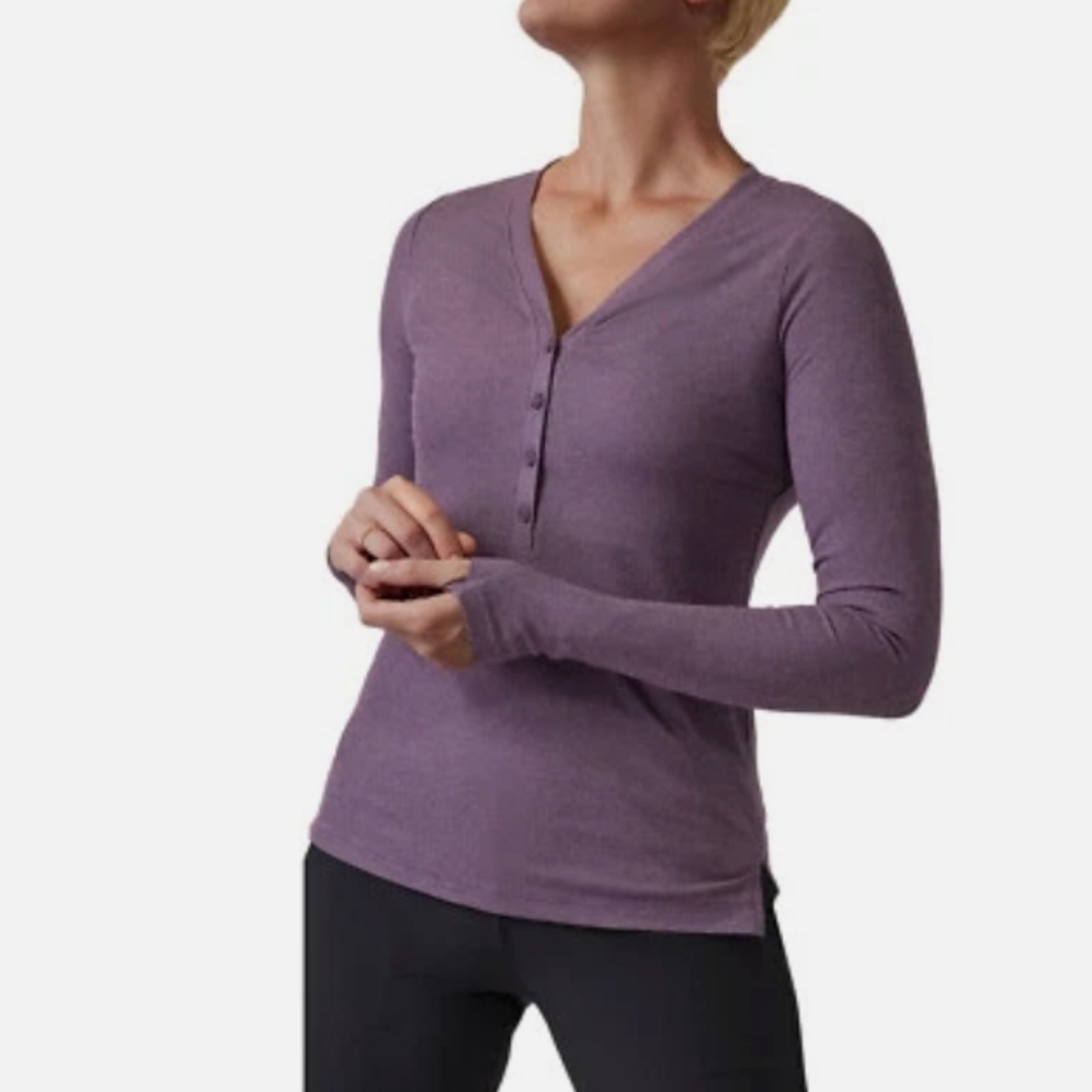 Athleta Purple Ribbed Henley